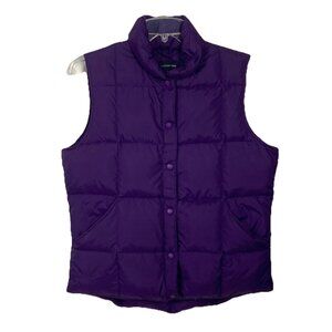 Lands End Goose Down Puffer Vest Women Size S Purple Quilted Snap Pockets Hiking